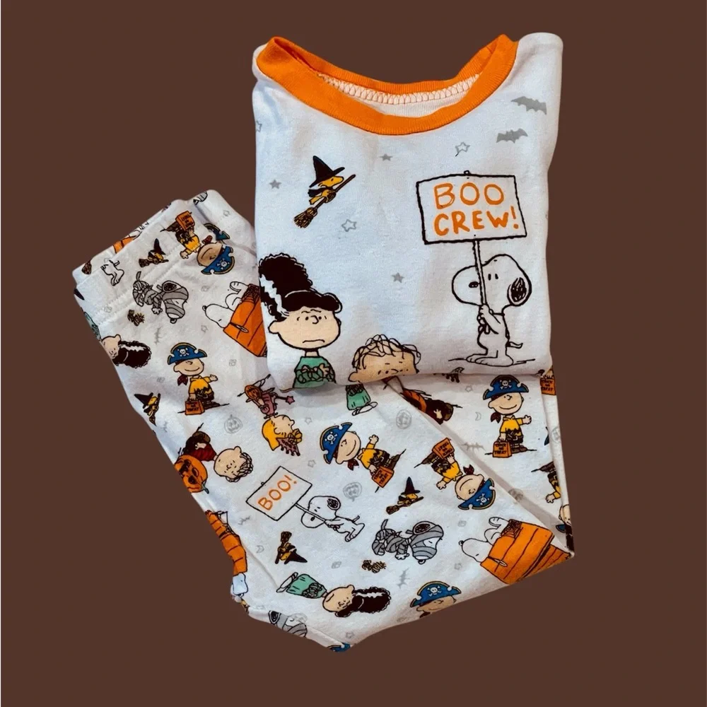 Halloween PEANUTS Boo Crew Long Sleeve PJs | 3T | Unisex | Preowned - Picture 2 of 2